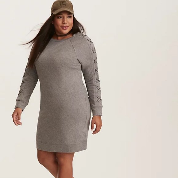 lace up sweatshirt dress